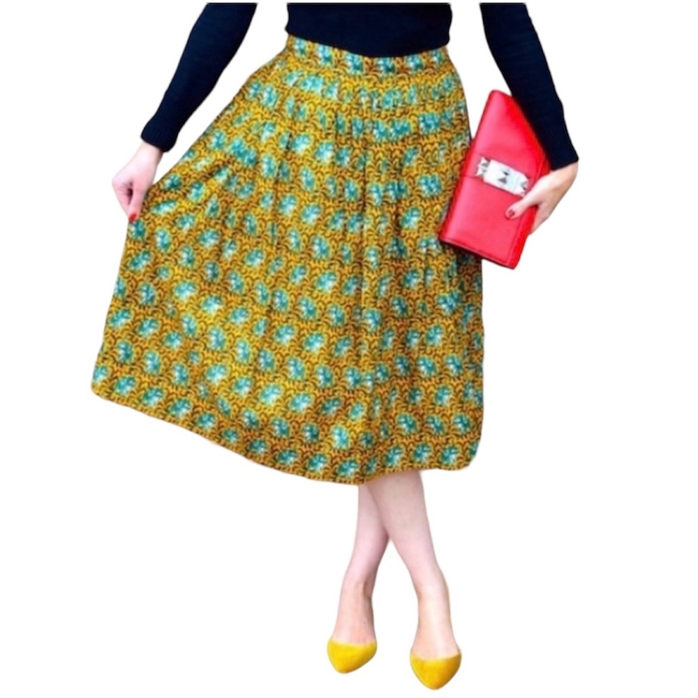 J. Crew Drakes Ratti Elephant Novelty Print Cotton Midi Skirt Size 6
